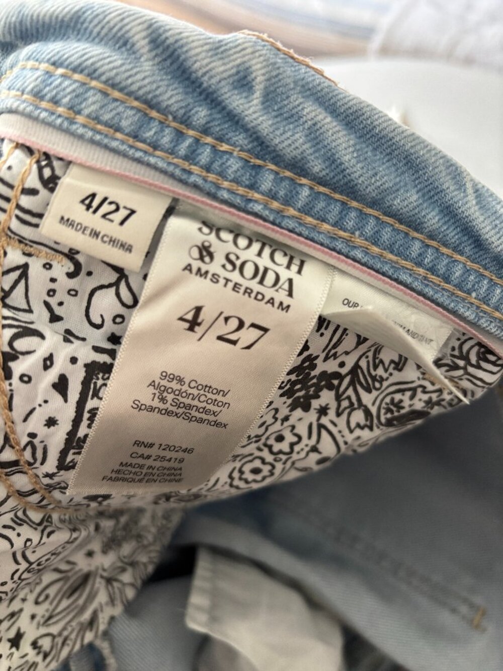 Scotch & Soda pale blue wide leg jeans size 27, true to size - Picture 6 of 6